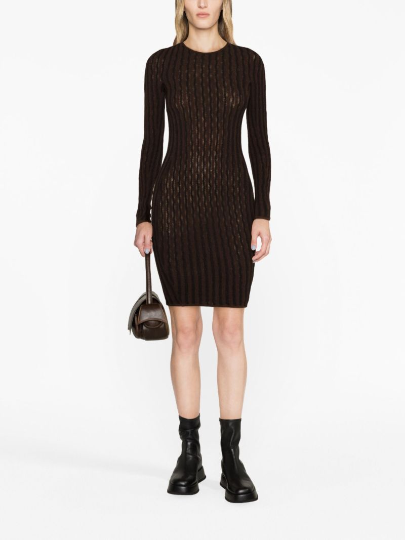 Brown Cactus Ladder-stitch Mini Dress