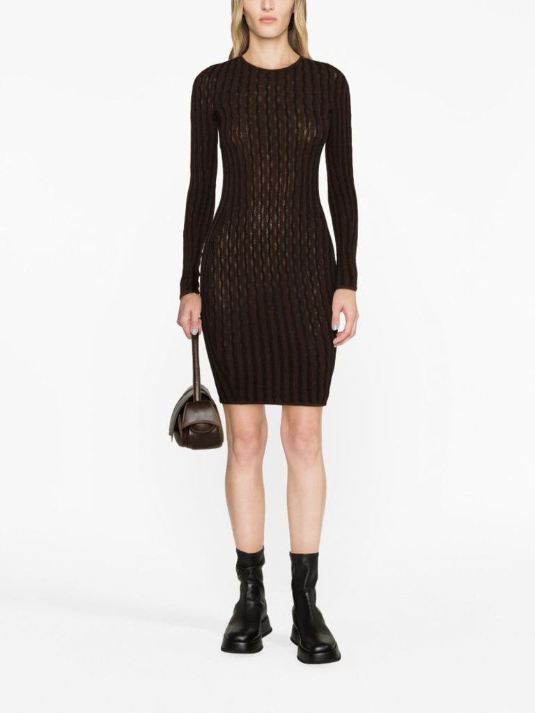 Brown Cactus Ladder-stitch Mini Dress