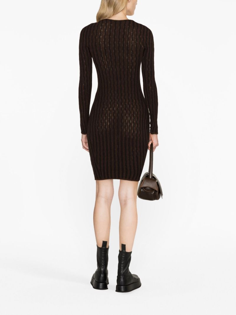 Brown Cactus Ladder-stitch Mini Dress