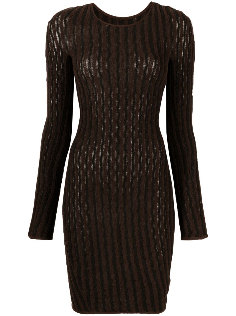 Brown Cactus Ladder-stitch Mini Dress