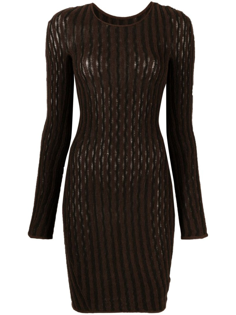 Brown Cactus Ladder-stitch Mini Dress