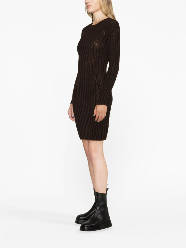 Brown Cactus Ladder-stitch Mini Dress