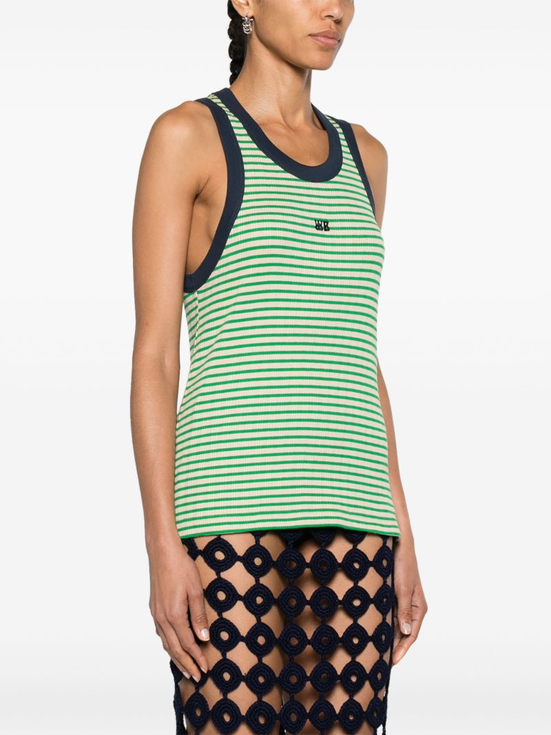 Green Striped Knitted Tank Top