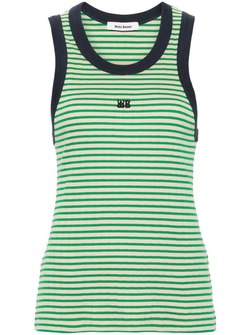 Green Striped Knitted Tank Top
