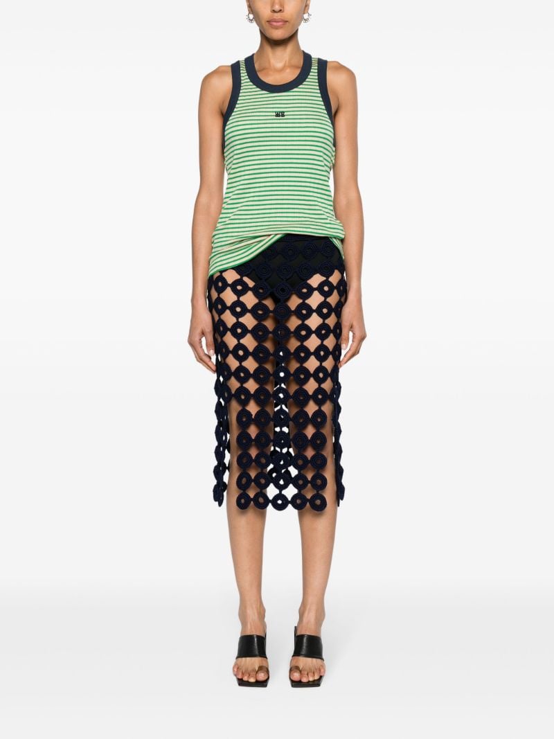 Green Striped Knitted Tank Top