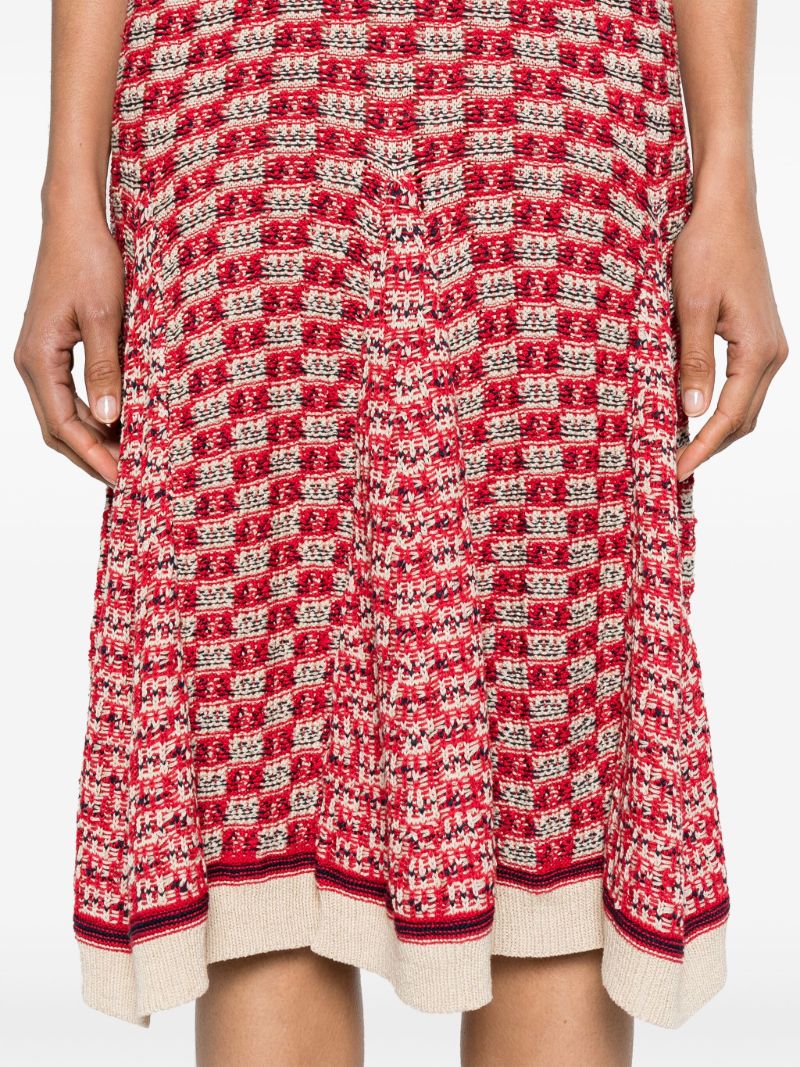 Red Soar Godet Midi Dress