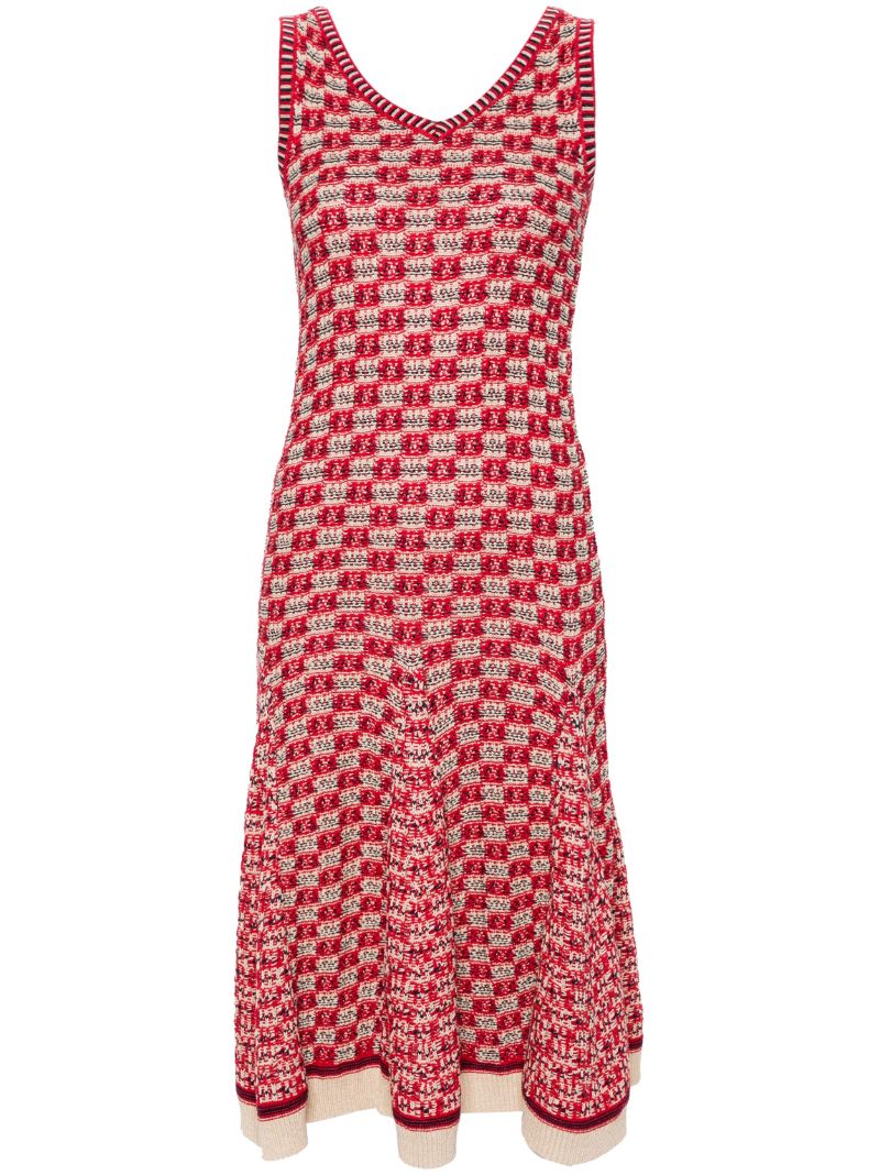 Red Soar Godet Midi Dress