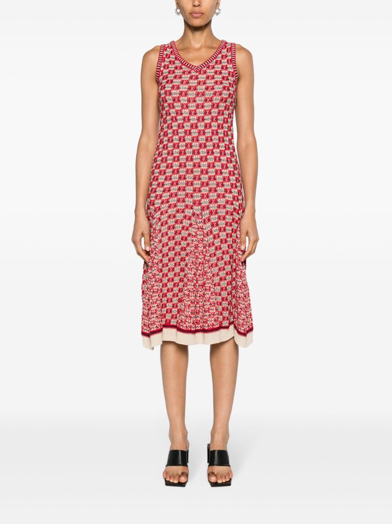 Red Soar Godet Midi Dress