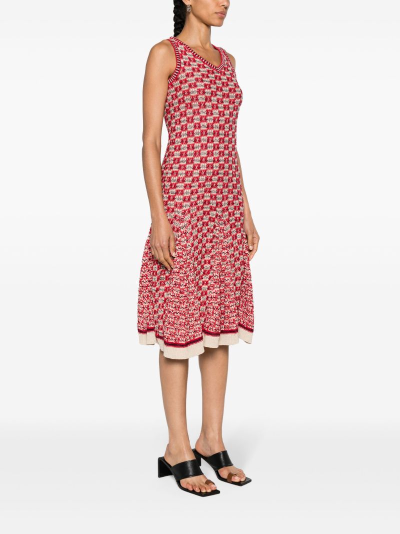 Red Soar Godet Midi Dress