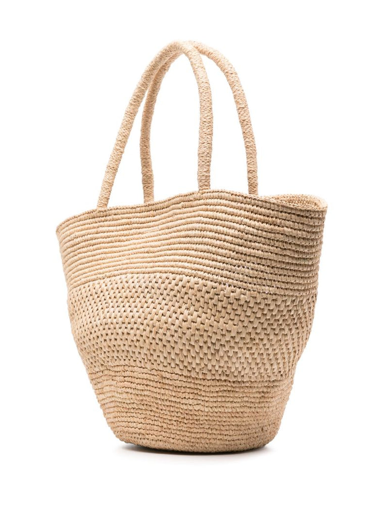 Neutral Emilie Raffia Tote Bag