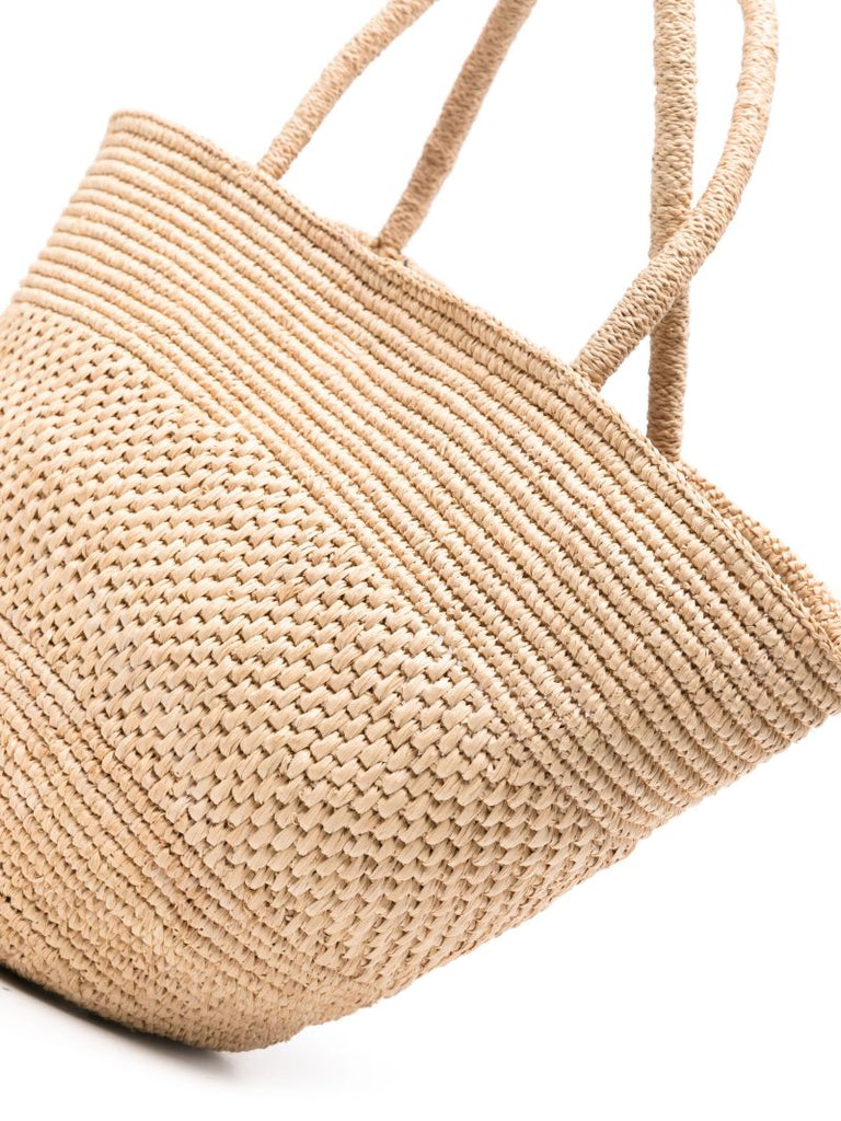 Neutral Emilie Raffia Tote Bag