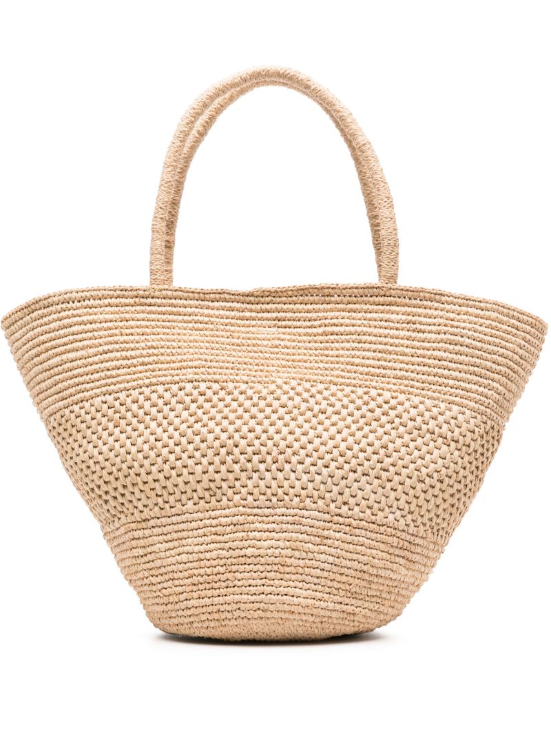 Neutral Emilie Raffia Tote Bag