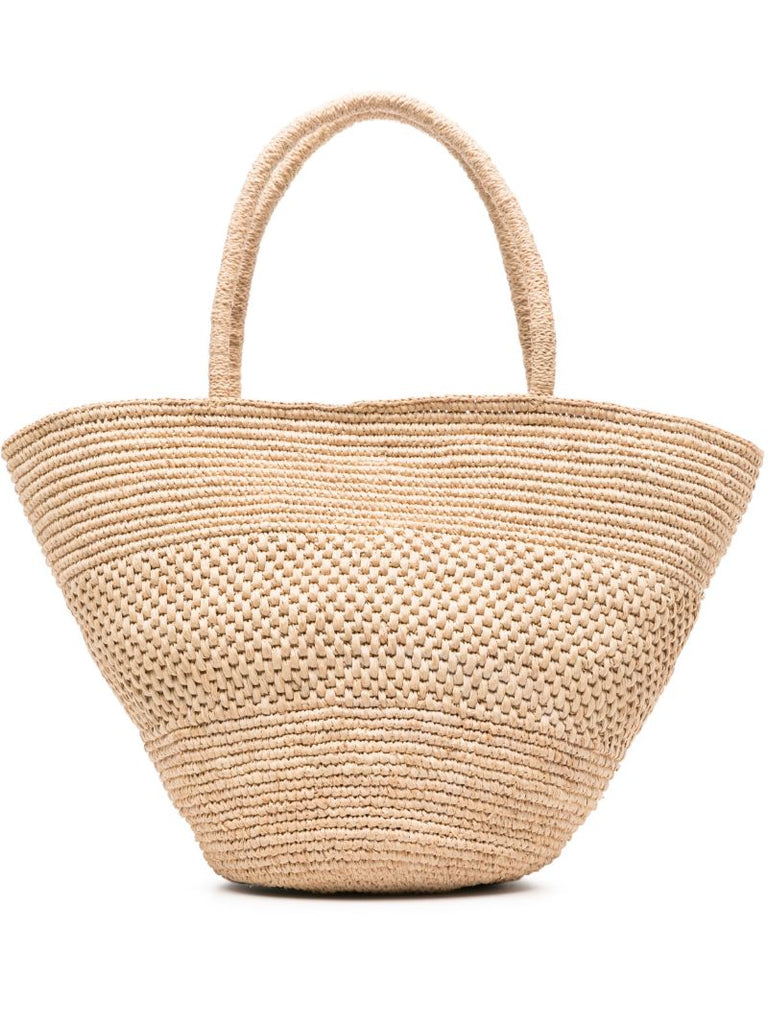 Neutral Emilie Raffia Tote Bag
