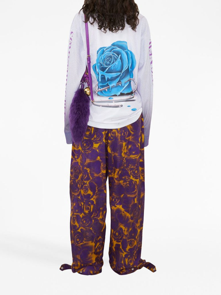 White Rose-print Long-sleeve Top