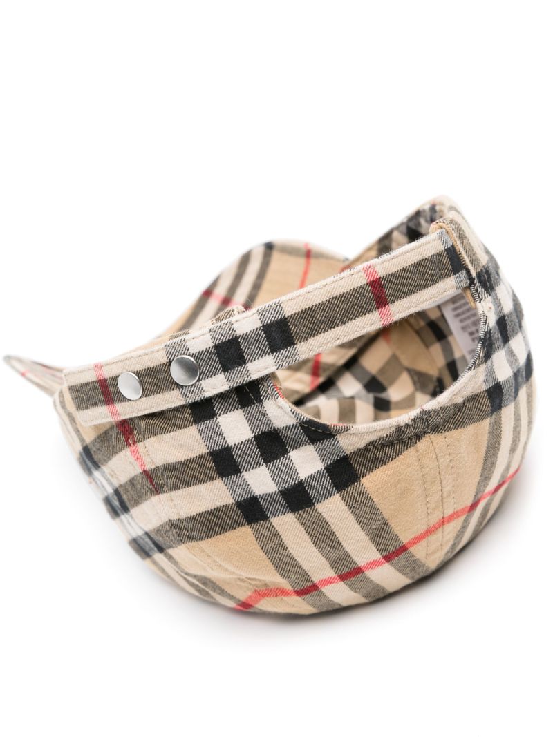 Neutral Vintage Check Cotton Baseball Cap