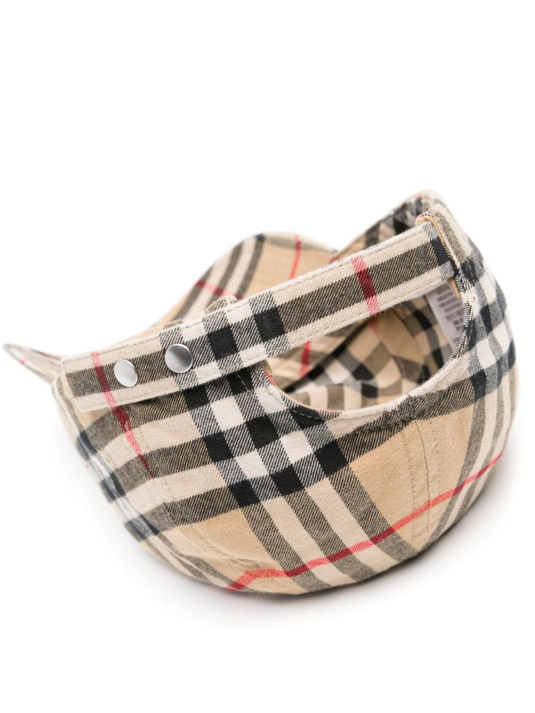 Neutral Vintage Check Cotton Baseball Cap