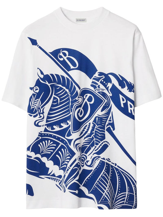 White Ekd-print Cotton T-shirt