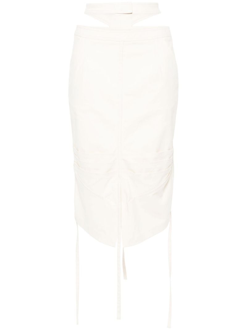 White Cut-out Drawstring Midi Skirt