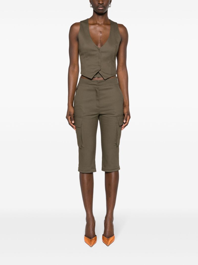 Brown Cut-out Zip-off Flared Trousers