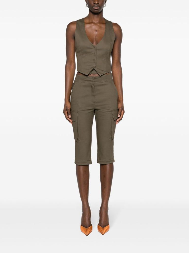 Brown Cut-out Zip-off Flared Trousers