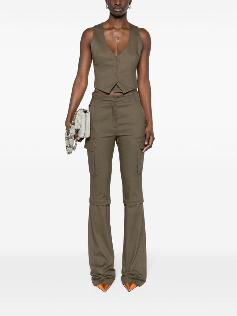 Brown Cut-out Zip-off Flared Trousers