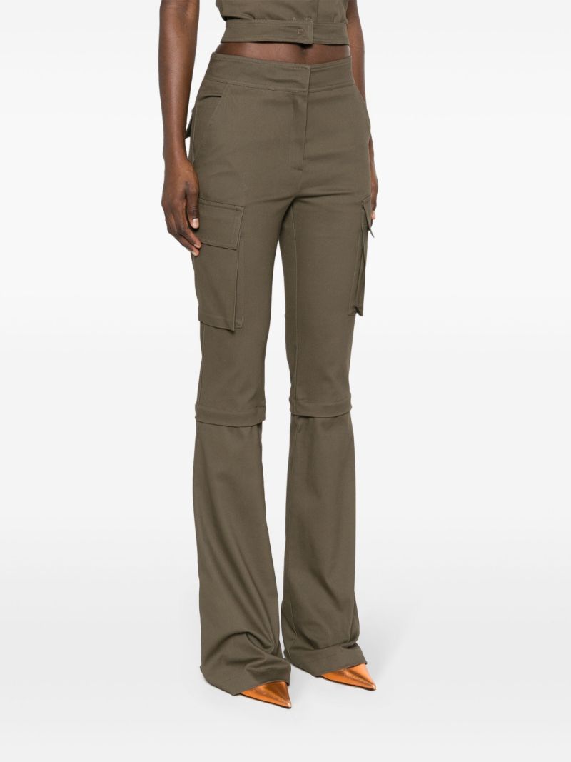 Brown Cut-out Zip-off Flared Trousers