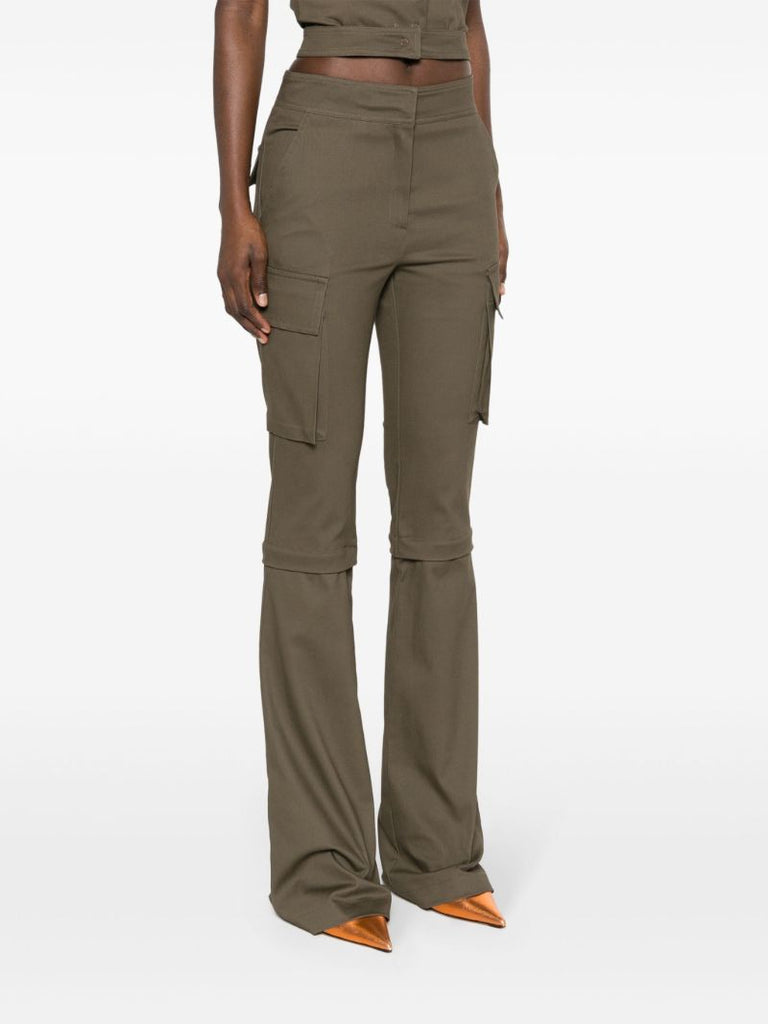 Brown Cut-out Zip-off Flared Trousers