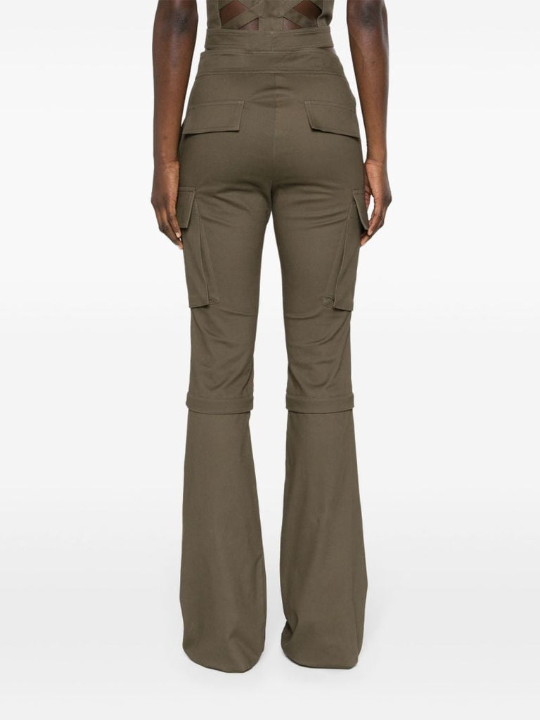 Brown Cut-out Zip-off Flared Trousers