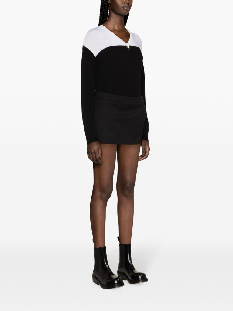 Black Low-rise Wool Skirt