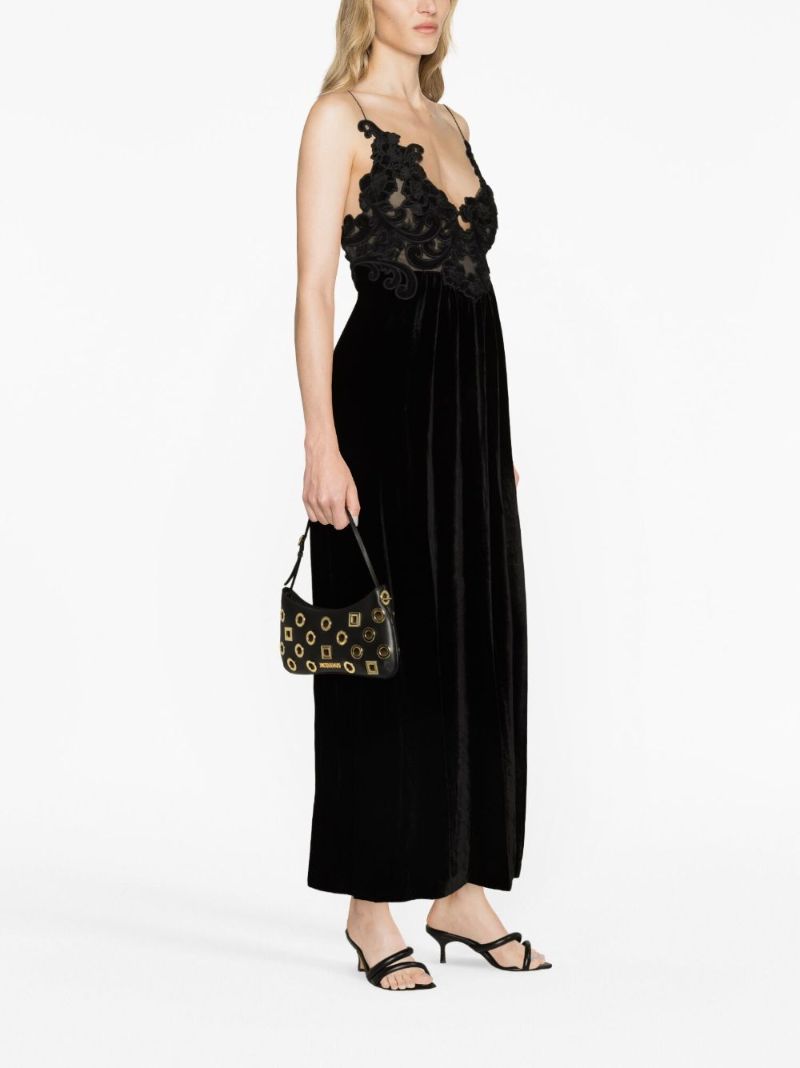 Black Sensory Velvet Slip Dress