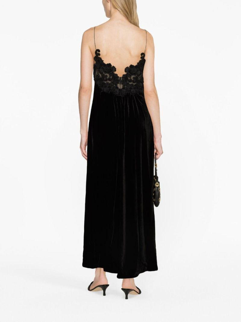Black Sensory Velvet Slip Dress