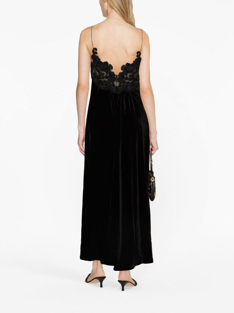 Black Sensory Velvet Slip Dress