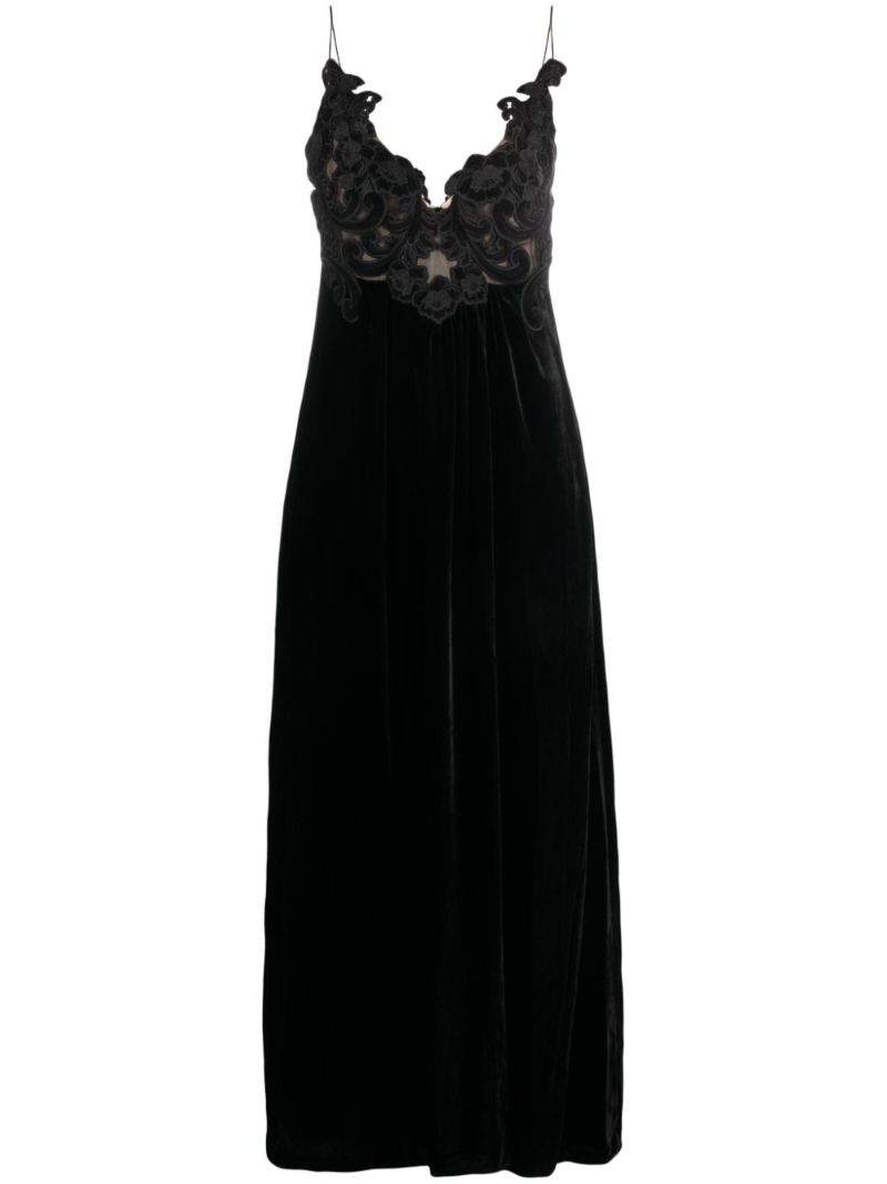 Black Sensory Velvet Slip Dress