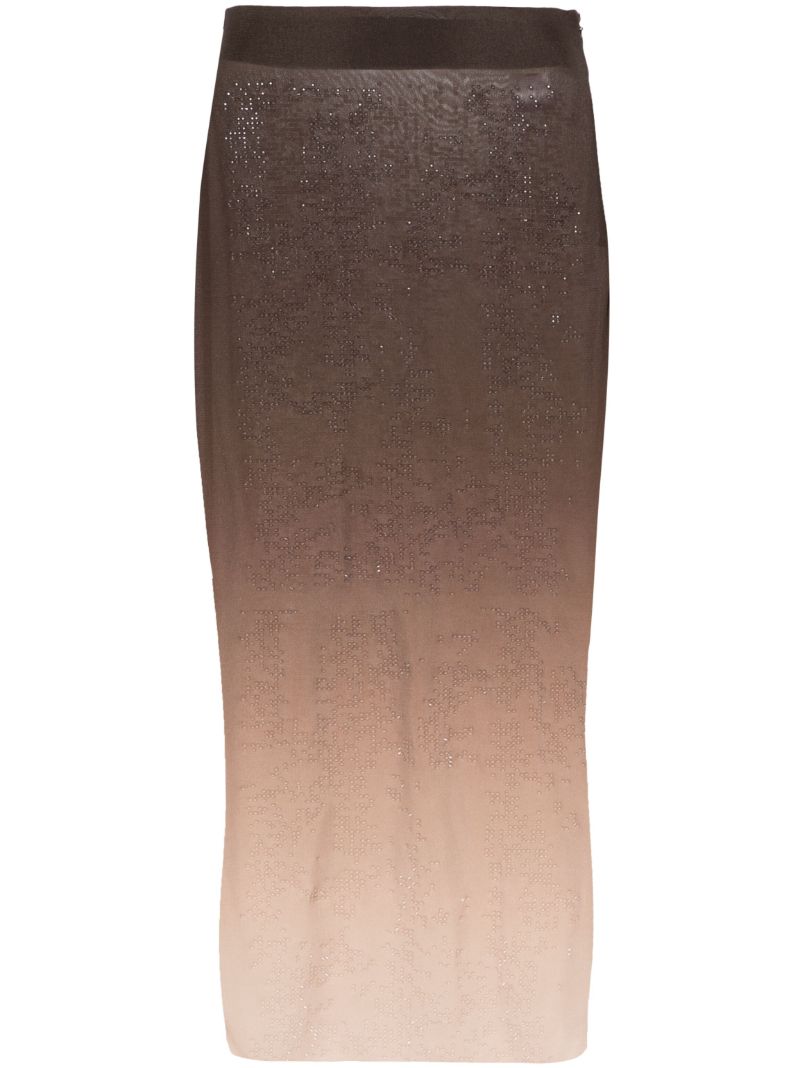Brown Rhinestone-embellished Pencil Skirt