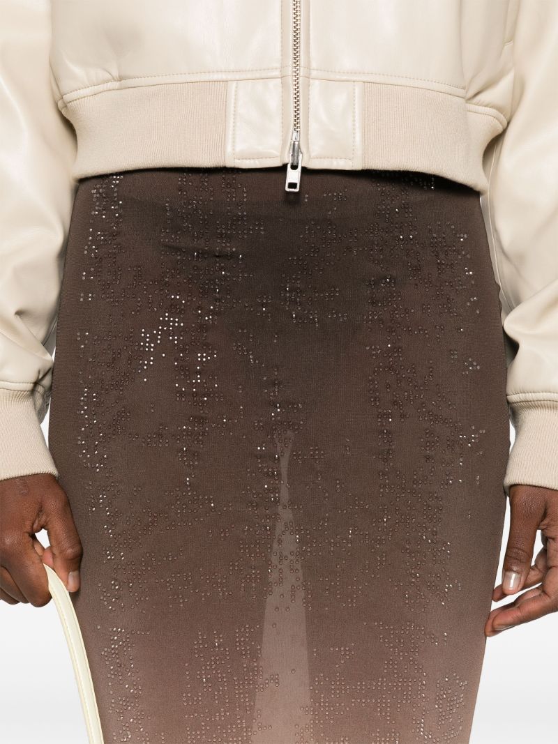 Brown Rhinestone-embellished Pencil Skirt