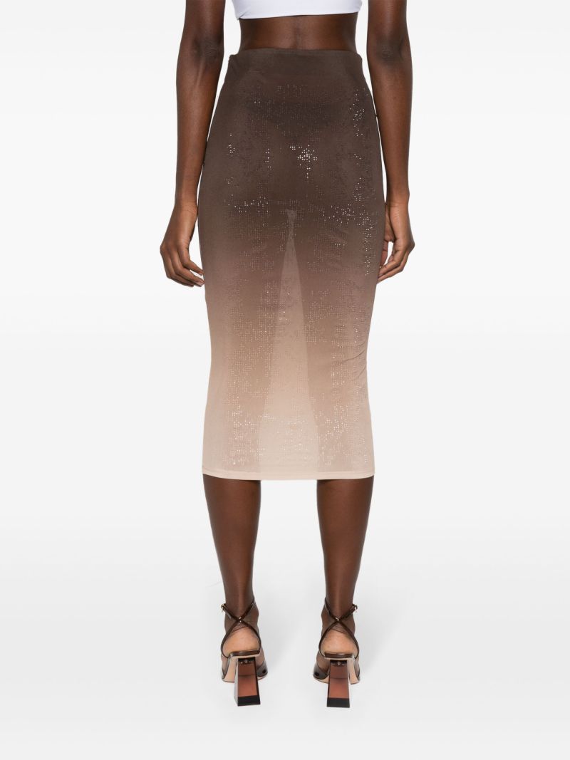 Brown Rhinestone-embellished Pencil Skirt