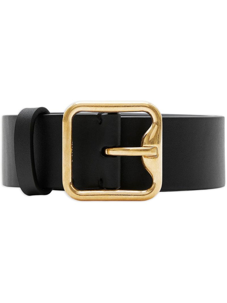 Black Buckled Leather Belt