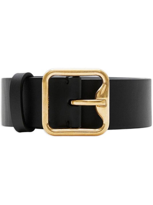 Black Buckled Leather Belt