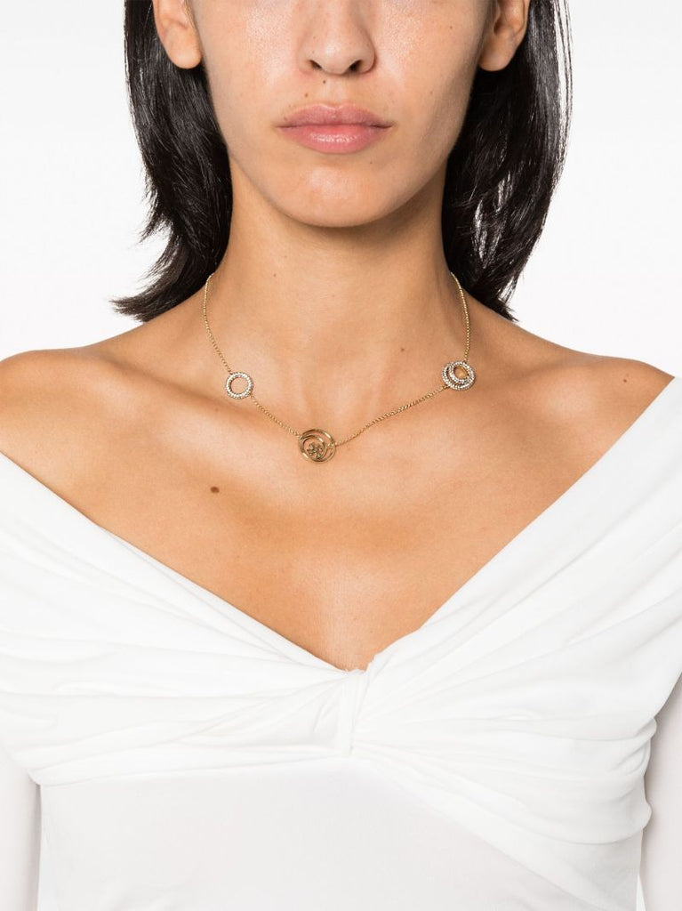 Gold-tone Doublet Crystal-embellishment Chain Necklace