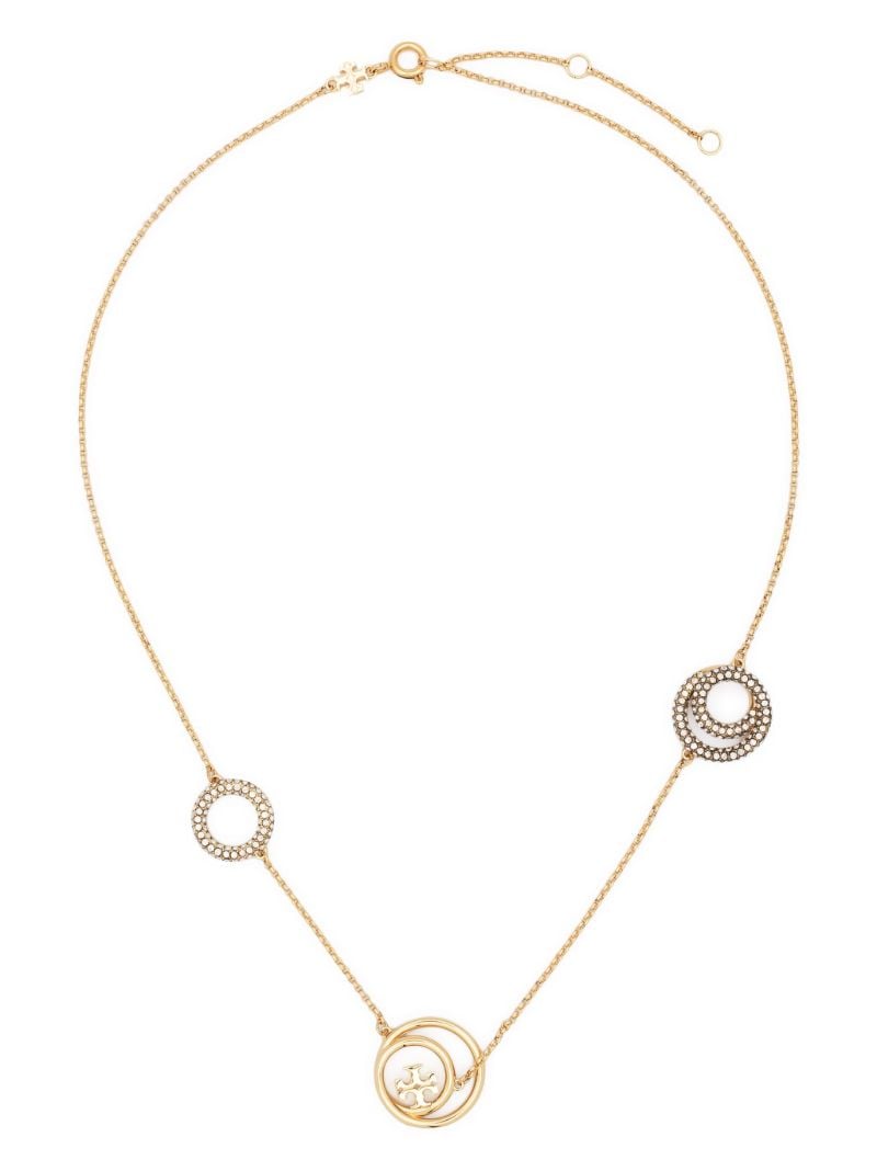Gold-tone Doublet Crystal-embellishment Chain Necklace