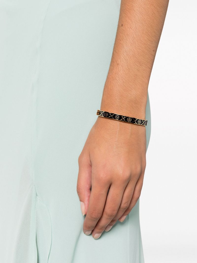 Black and Gold-tone Miller Hinge Stud Bangle