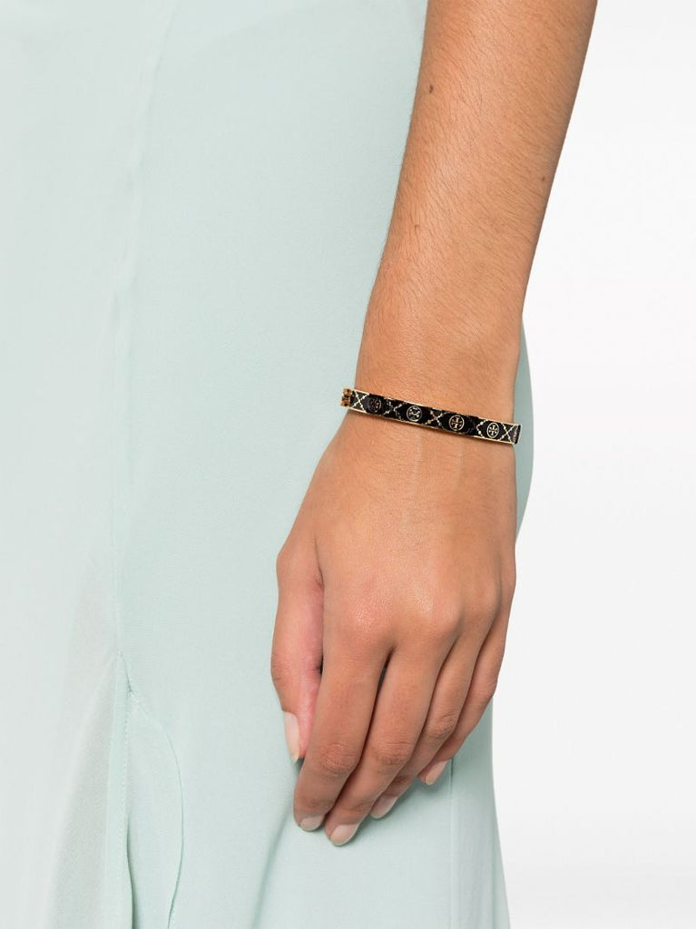 Black and Gold-tone Miller Hinge Stud Bangle