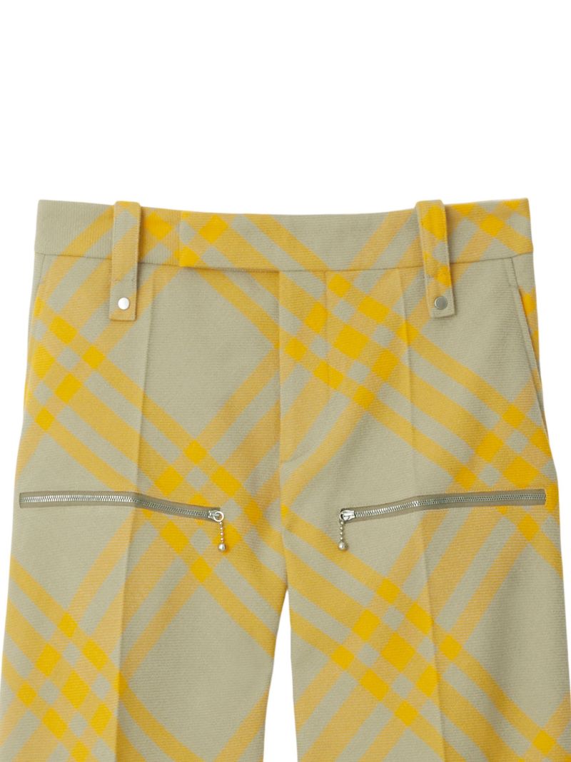 Neutral Check-pattern Wool Trousers