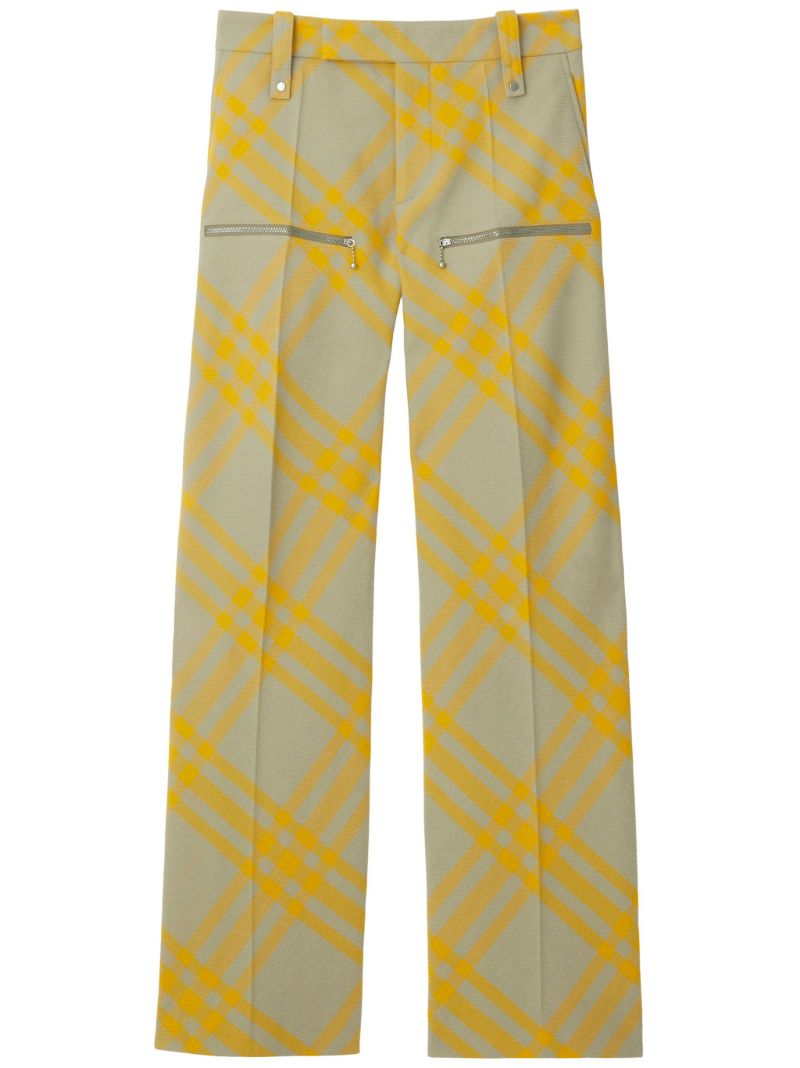 Neutral Check-pattern Wool Trousers