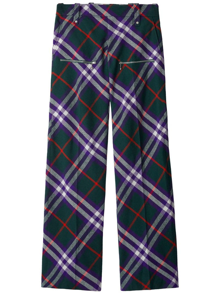 Green Check Wool Trousers