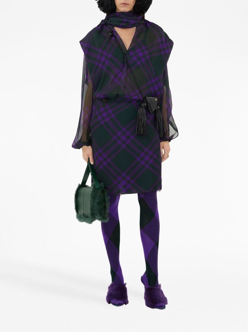 Black Check-print Silk Chiffon Blouse