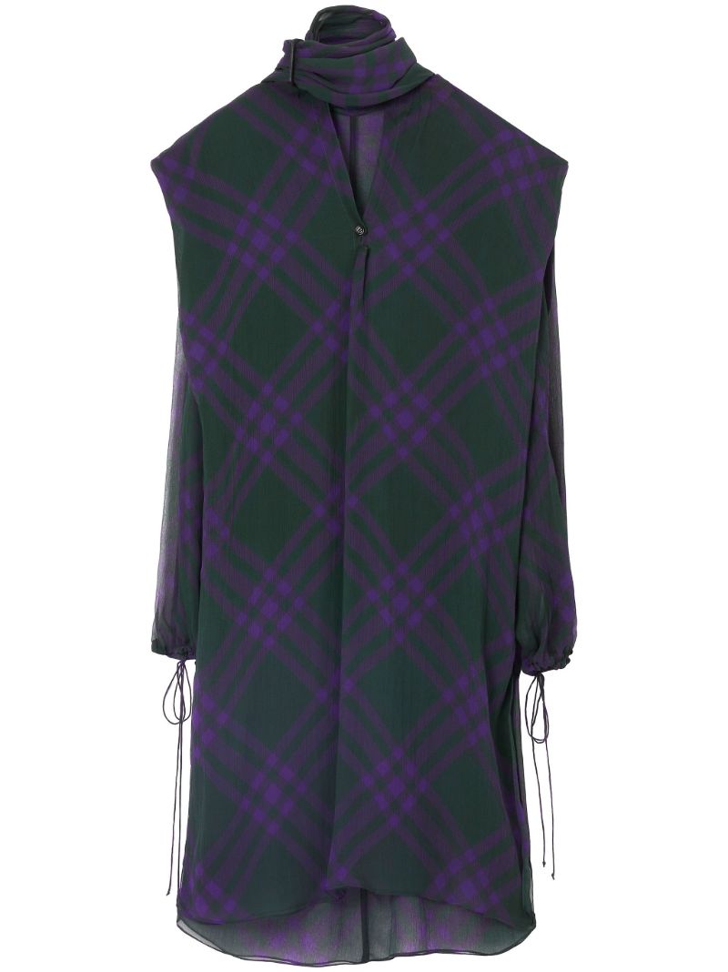 Black Check-print Silk Chiffon Blouse