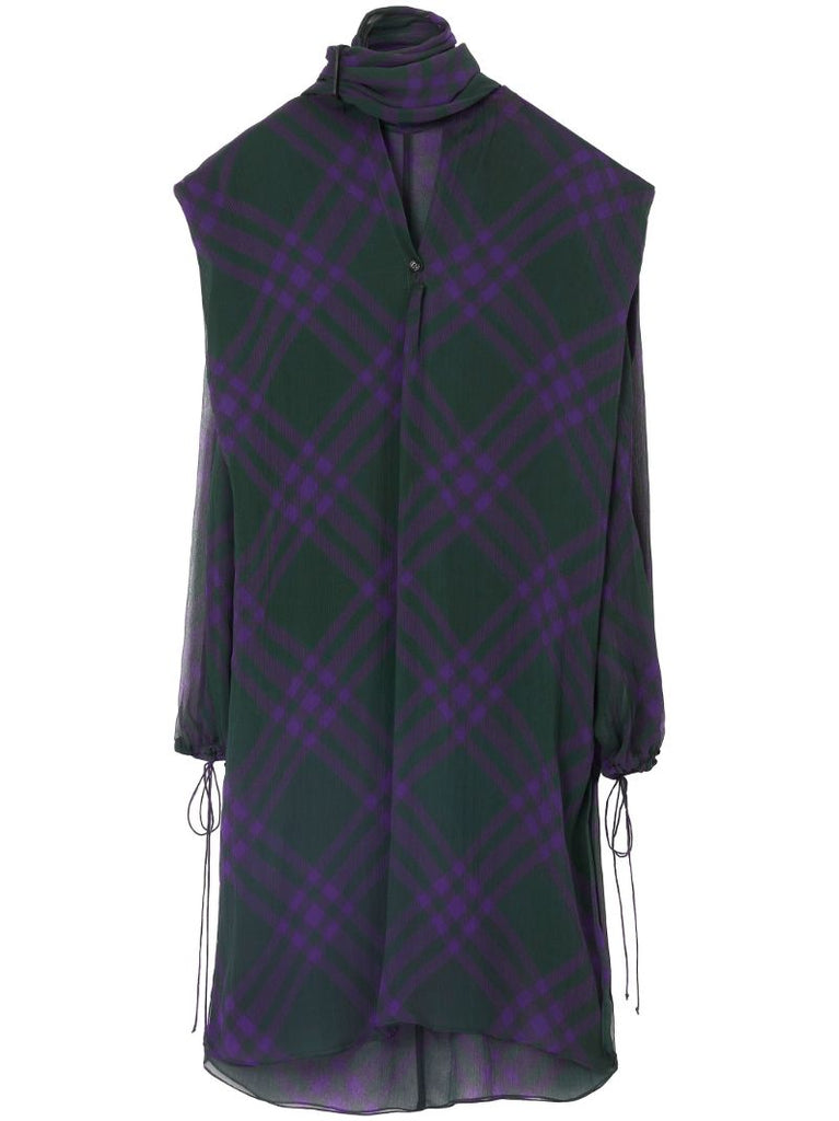 Black Check-print Silk Chiffon Blouse