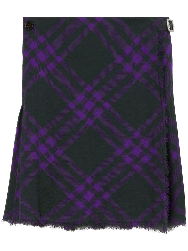 Black Check-jacquard Kilt Skirt