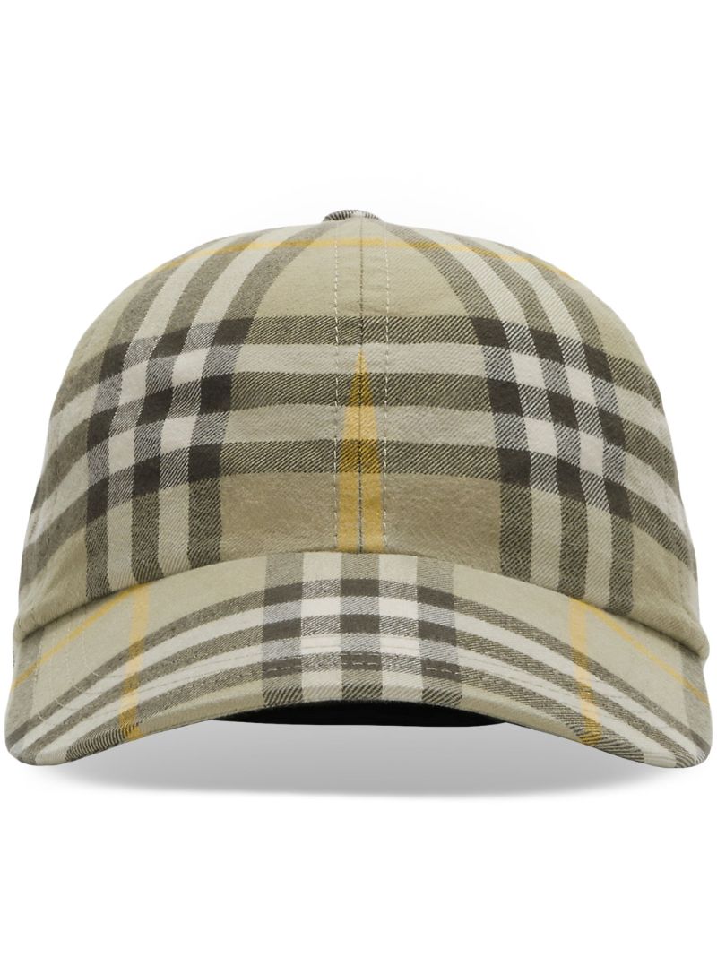 Neutral Check-print Cotton Baseball Cap